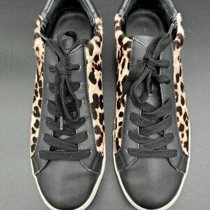 Banana Republic Leopard Calf Hair Leather Sneakers Size 9